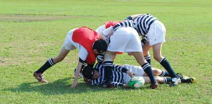 4 The ruck A ruck is formed when one or more players from each team are on their feet and in physical contact over the ball (with a minimum number of two players).