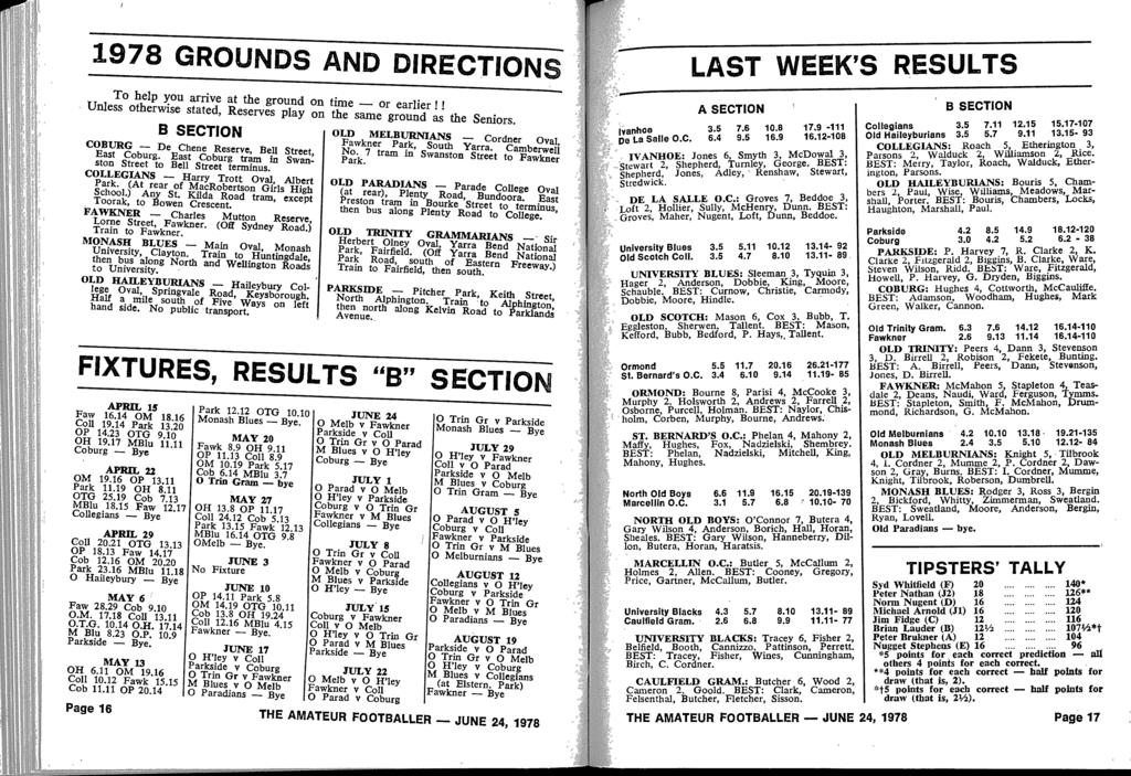 197 8 GROUNDS AND DIRECTIONS To help you arrive at the ground on time - or earlier!
