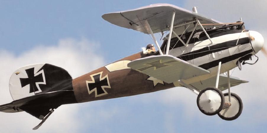 Rich Feroldi's Top Gun winning Albatros D.Va takes to the air for another patrol of the Aerodrome skies. He has been working on it for 13 years, and has been coming to the Jamboree for 32 years.