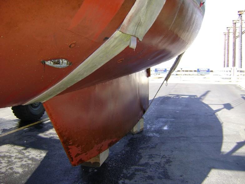 Portside hull underbody just after the