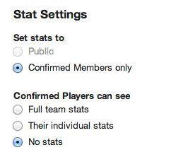 6 STAT SETTINGS Team Administrator s control what members of their team community can see regarding season stats, and spray / shot charts