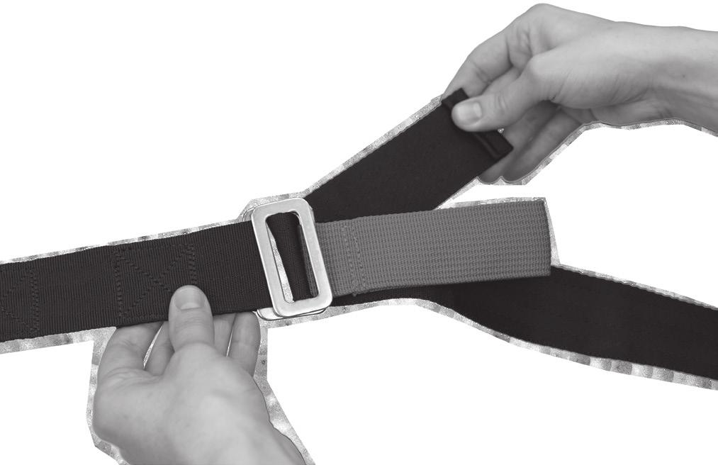 Pull slightly on the free end of the webbing to firmly seat the three-bar buckle on top of the two-bar buckle (Figure 3).