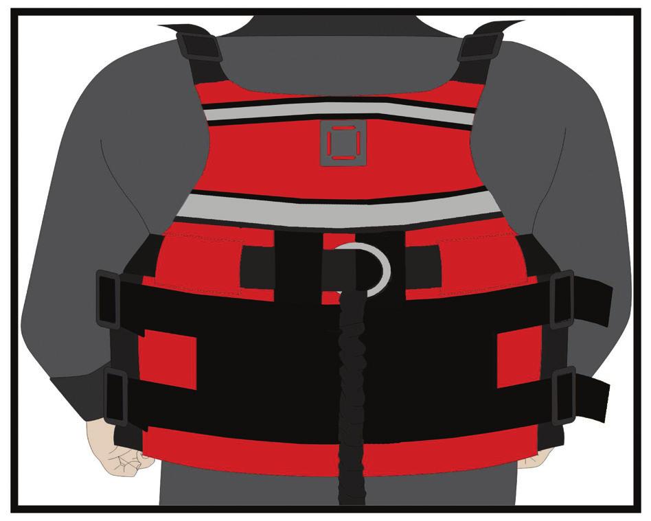Pre-fitting the Cowtail Fig 1 1. Open the fix lock buckle and un-thread the webbing belt through x4 webbing loops on the PFD (Personal Flotation Device). 2.