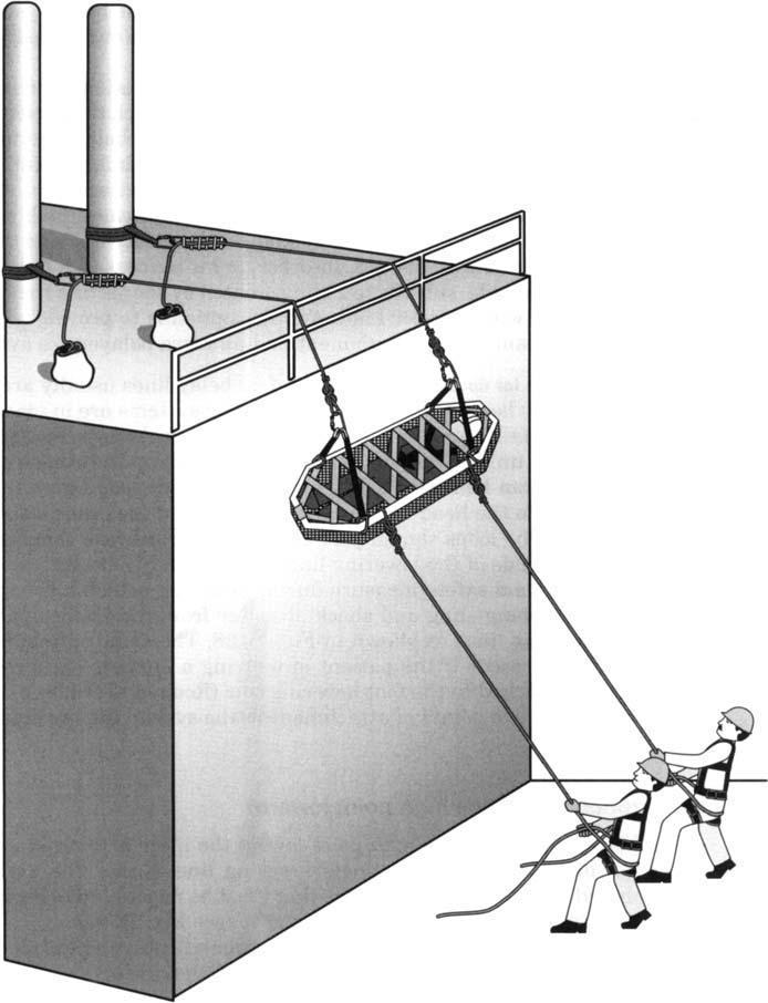 Packaging and Transferring Patients for Confined Space Rescue 443 Figure 18.32 Double-line lowering operations utilize two separate lowering systems. of attachment for the belay system.