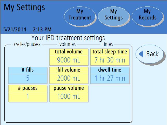 IPD: Treatment Based Settings 5 6 7 8 Note: The values shown here are for example only.
