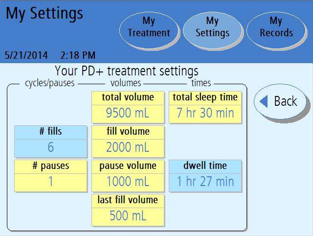 PD+: Treatment Based Settings 5 6 7 8 Note: The values shown here are for example only.