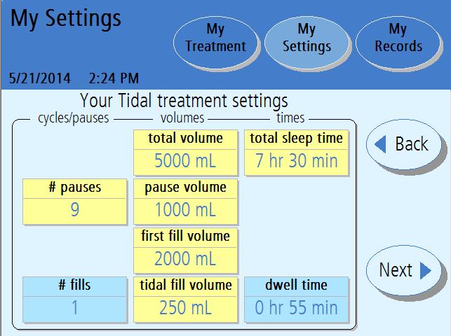 Tidal: Treatment Based Settings 5 6 7 8 Note: The values shown here are for example only.
