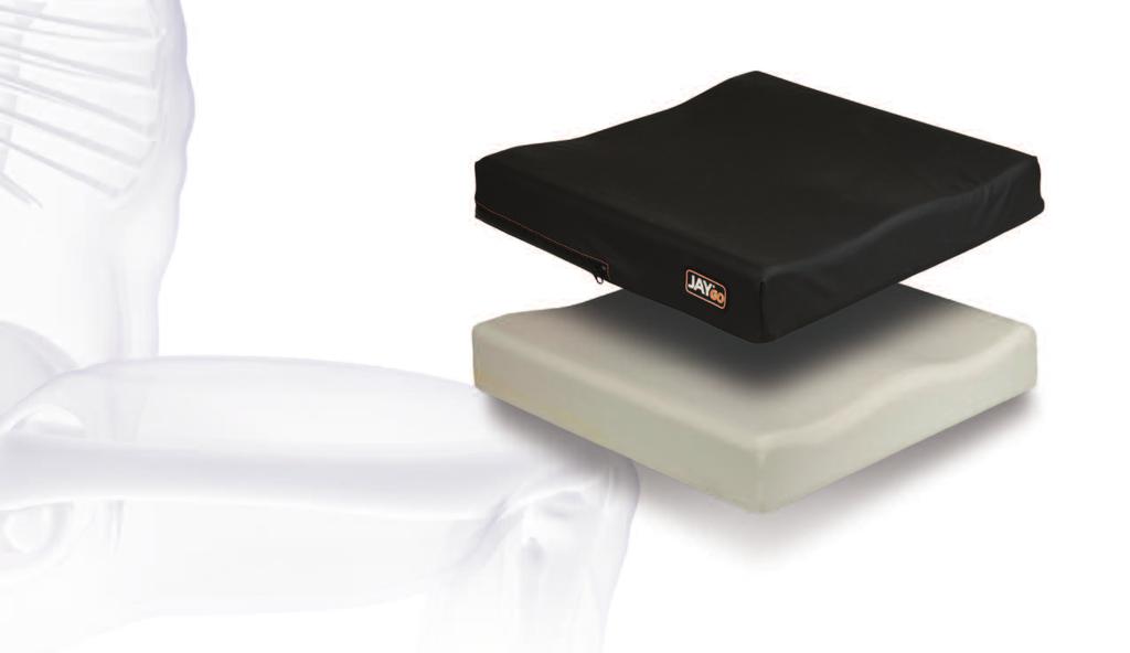The JAY GO cushion is a soft, mildly contoured, dual-layered foam base with a Dartex moistureresistant cover designed for the client at low risk of skin breakdown, who requires mild stability.