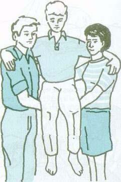 Bend down so the patient can sit on helpers' hands as shown Two-handed seat