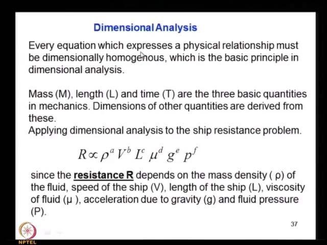 (Refer Slide Time: 36:11) So, you can see there every equation which expresses a physical relation must be dimensionally homogenous, is it not?
