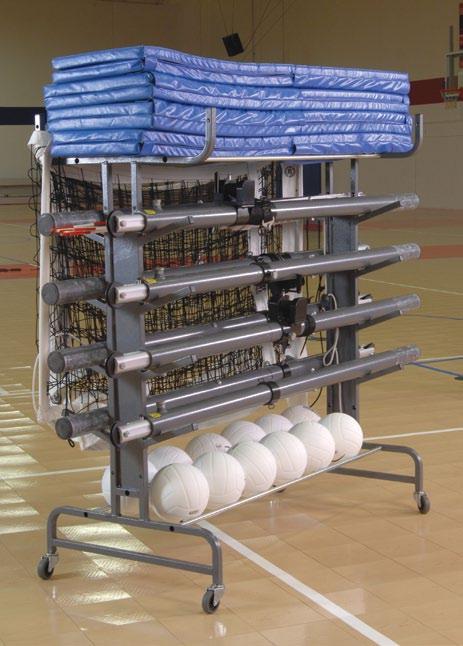 shipping weight: 120#; Truck VB1253W VB95 Multi-Court Volleyball Storage System Store it all, up to four courts on a single compact cart Eight posts, four nets, eight post pads, four pair of antennae