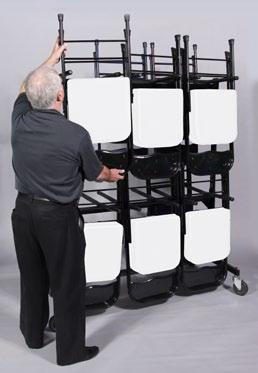 STC036 Sport Pride Chair Transport Cart Stores up to 36 Team Chairs or up to 60 Event Chairs Transports, too Floor friendly casters Solid steel frame Loaded