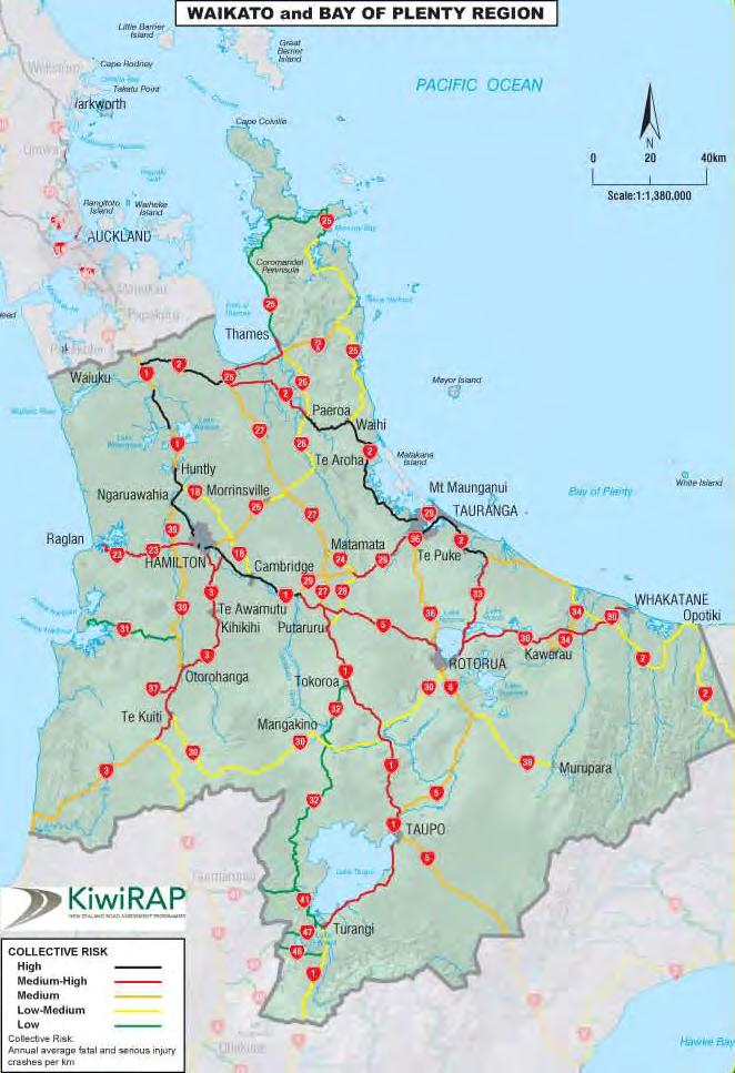 KiwiRAP: Risk Maps: Example Region COLLECTIVE RISK: CRASH DENSITY Fatal & Serious