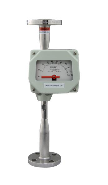 Meter sizes (pipe connections) are ½-, 1-, 1½-, and 2- inches with capacities to 492 Ipm (130 gpm) water and 250 sccm (150 scfm) air at STP. Operating range is 10:1.