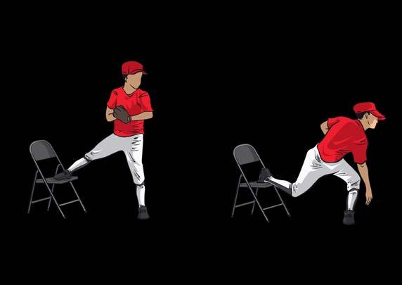 09 Chair Drill Drill can be run anywhere on the field. Place a chair on the field. Pitcher stands in front of the chair. Develops the feel for properly finishing over the front leg.