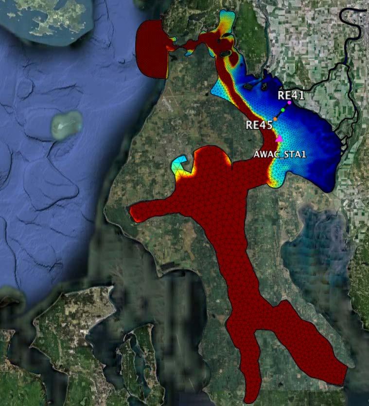Supported by the Tidal Flats DRI, the model is currently being used to support investigations of Skagit Bay by G. Cowles (UmassD, N00014-08-1-1115), D. Ralston (WHOI), and Jim Lerczak (OSU).