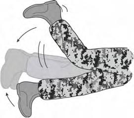 heels downward to a point under and outside your knees.