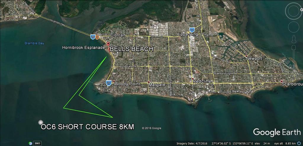 Short Course OC6 & OC1/2 8km Out and back course around Woody Point and
