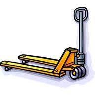 For moving items placed on pallets the pallet truck is useful though it does not work well on rough or uneven floors