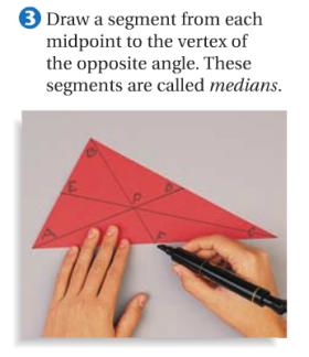 6 median of a triangle -a segment from a vertex to the midpoint of the opposite side In triangle XYZ, draw