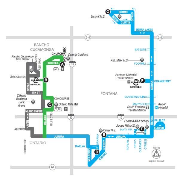 Route Change Map 81 Route now focuses on travel on Haven Avenue and Riverside Drive. The meandering portions of this route on Milliken and Vineyard have been transferred to Routes 85, 82 and 86.