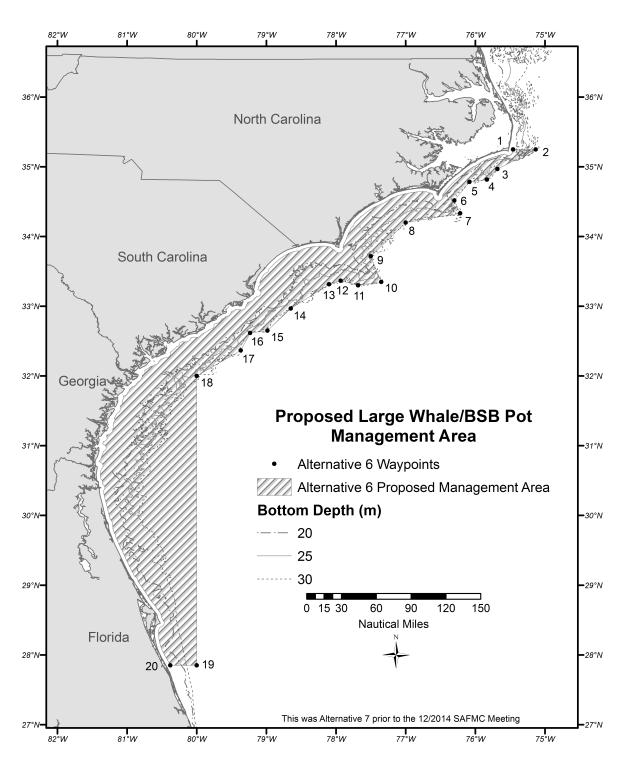 Figure 2.1.5. Area for the proposed black sea bass pot closure in Alternative 6.
