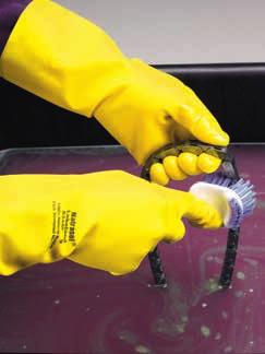 Physical Properties: Case hardened for greater abrasion and chemical resistance than other ordinary natural rubber gloves.