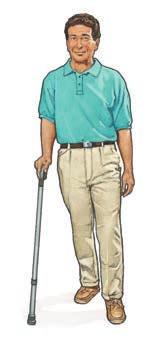 Using a Cane A cane helps support some weight. The most common type of cane has a single tip.