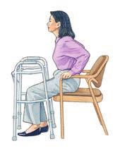 With one hand, reach behind you and grab the armrest or side of the chair.
