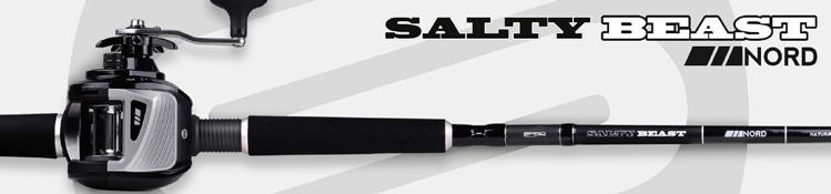 SALTY BEAST NORD A comprehensive range of salt water rods which includes lighter boat rods of 100g up to heavy duty rods of 00g.