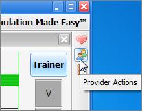 Open the provider actions screen by clicking on the shortcut icon located on the upper right side of the application.