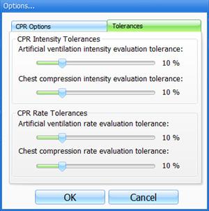 will be considered correct. TOLERANCES Select the tolerance and intensity of both chest compressions and ventilations.