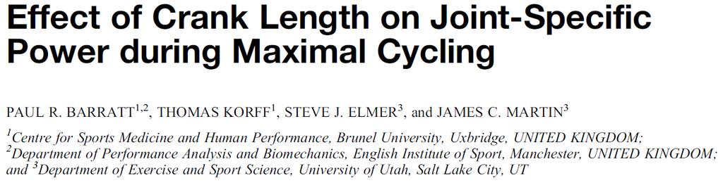 Fifteen trained cyclists Maximal isokinetic cycling trials 150, 165, 170, 175