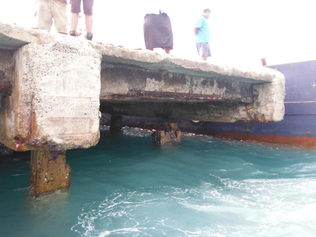 Unrepaired concrete damage Jetties located in exposed marine environment Berthing damage almost