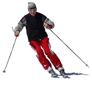 The relationship of the skis and feet in the alignment to the rest of the body is different in the modern turn. In the short swing turn, the feet stay relatively under the body.