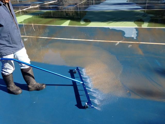 Clean courts regularly by sweeping, blowing, or
