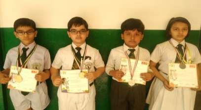 The names are as follows: NAME CLASS MEDALS Aaditya Raj II A Gold (Zonal Level) Akshit Dubey II B Gold