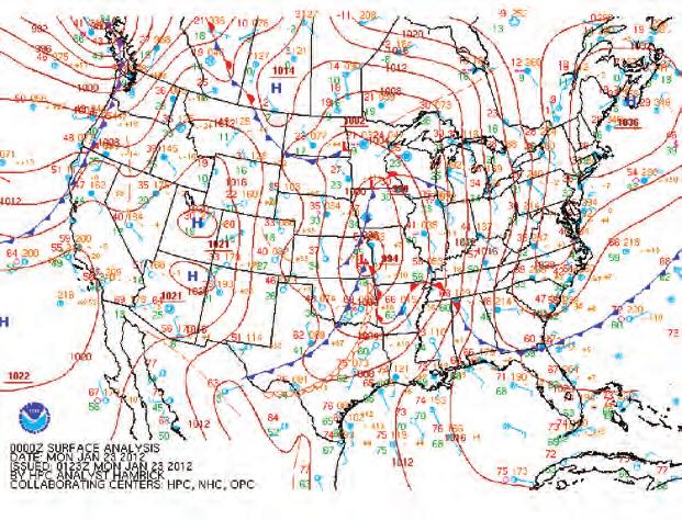 Surface Weather Map at 0000 UTC January 23, 2012 Source: U.S. National Oceanic and Atmospheric Administration Figure 1 850 Millibar Wind Chart at 0000 UTC January 23, 2012 Note: Shown are standard