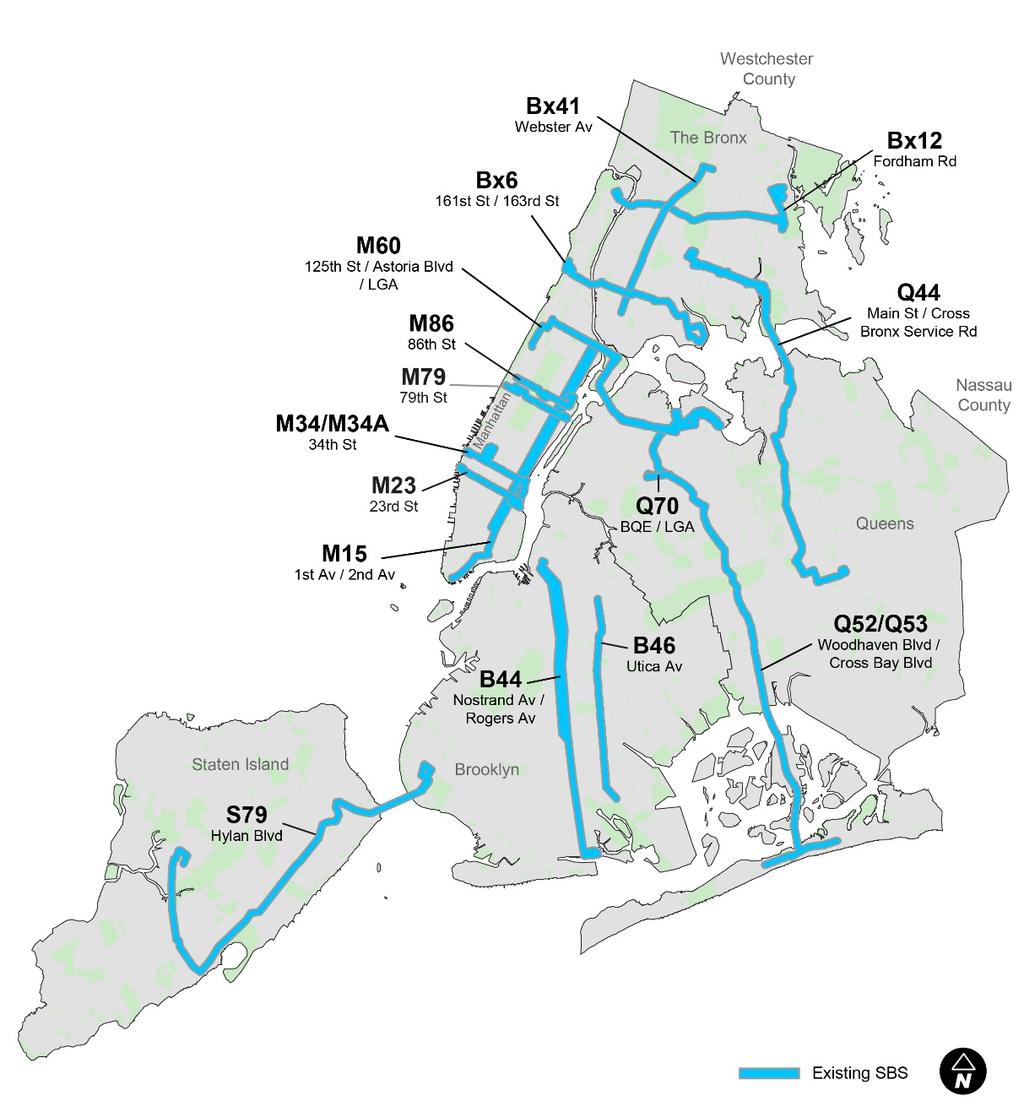 Select Bus Service in New York City Select Bus Service (SBS) is New York City s brand name for Bus Rapid Transit: an improved bus service that