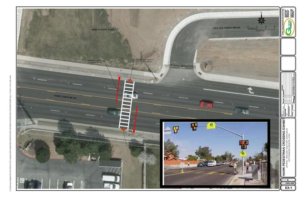 Cottonwood Heights HAWK Pedestrian Crossing on Fort Union Blvd. At West Side of Mountview Park Entrance (Approx.