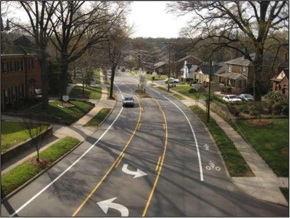 Converting an undivided four lane roadway into three lanes Road Diet (Roadway Reconfiguration)