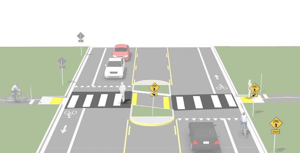 MARKED/UNSIGNALIZED CROSSINGS FULL TRAFFIC SIGNAL CROSSINGS A marked/unsignalized crossing typically consists of a marked crossing area, signage and other markings to slow or stop traffic.