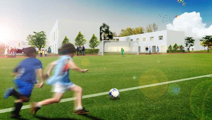 16 High Performance Football Centre of Algarve Grass-covered field and swimming pool This equipment with a ludic nature, for