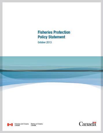 Fisheries Act - Policies Fisheries Protection Policy Statement