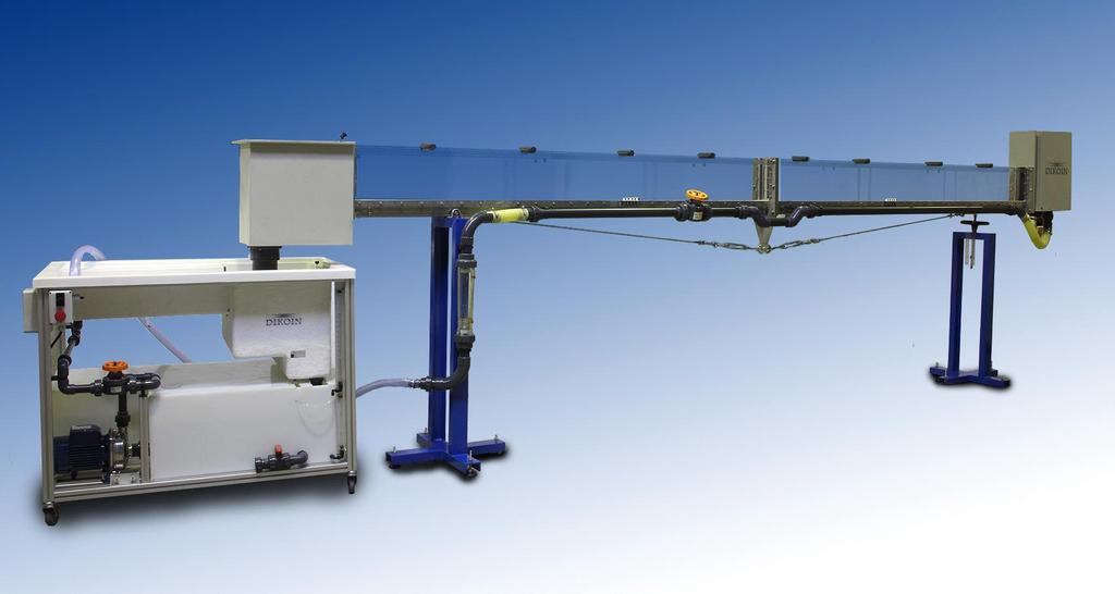 This equipment is designed to study the behavior of fluids in open channels by conducting a wide range of practices and experiences. HIGHLIGHTS Possibility of negative and positive channel slope.
