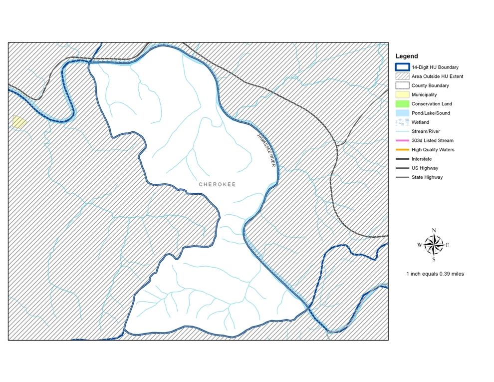 9 Unnamed Tributaries to Hiwassee River: 06020002090020 This watershed is only 2 mi 2 and includes very small tributaries to the Hiwassee River near Murphy.