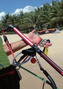 SECURING THE KITE ON THE GROUND The best way to secure a kite after landing on the ground is to lay it lengthwise into the wind while holding on to one wingtip and to weigh the upwind wingtip with