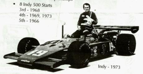 Racing) Championships 3 NAMARS Championships 8 Indy 500 Starts 3rd. - 1968 4th. - 1969, 1973 5th.