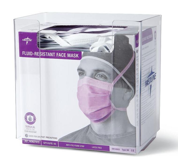 Strip Purple Earloops NON27382FR R 12/cs Box holder for type IIR surgical facemasks. Manufactured from clear PETG plastic.