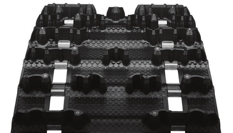 snowmobile track design. Factory pre-studded with 1.6" lugs for excellent all-round performance, especially on ungroomed trails.